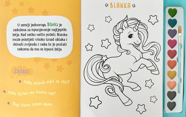 Vesela bojanka - JEDNOROZI I PONIJI s kistom i vodenim bojama - Slika 3